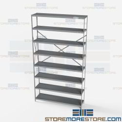 Open Shelving Beaded Post 48x12x87 | 8 Shelves Medium-Duty Steel Hallowell