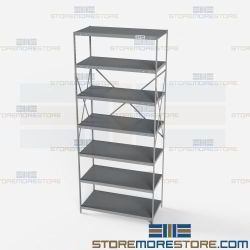 Open Shelving Beaded Post 36x18x87 | 7 Shelves Heavy-Duty Steel Hallowell