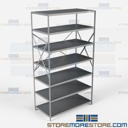 Open Shelving Beaded Post 48x24x87 | 7 Shelves Heavy-Duty Steel Hallowell