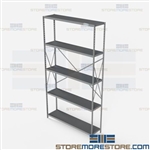 Open Shelving Beaded Post 48x12x87 | 5 Shelves Extra Heavy-Duty Steel Hallowell