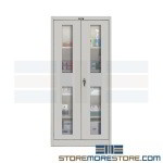 Metal storage cabinet with translucent doors, Metal storage cabinet with translucent doors, Hallowell 825S18SVPL-AM