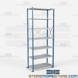 Open Shelving H-Post 48x24x123 | 7 Shelves Heavy-Duty Steel Hallowell