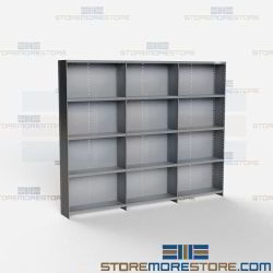 Closed Shelving 110x12x87 | Beaded Post 5 Shelves Extra Heavy Steel Hallowell-List