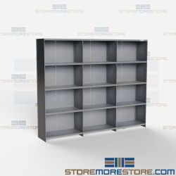 Closed Shelving 110x18x87 | Beaded Post 5 Shelves Heavy Duty Steel Hallowell-List