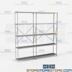Open Shelving 86x12x87 | Beaded Post 5 Shelves Medium Duty Steel Hallowell-List