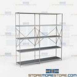 Open Shelving 86x18x87 | Beaded Post 5 Shelves Heavy Duty Steel Hallowell-List