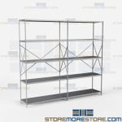 Open Shelving 98x18x87 | Beaded Post 5 Shelves Heavy Duty Steel Hallowell-List