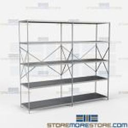 Open Shelving 98x24x87 | Beaded Post 5 Shelves Medium Duty Steel Hallowell-List
