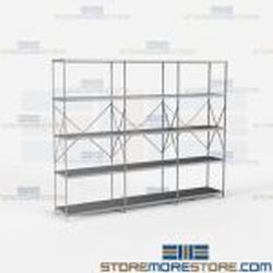 Open Shelving 110x18x87 | Beaded Post 5 Shelves Extra Heavy Steel Hallowell-List