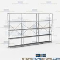 Open Shelving 134x12x87 | Beaded Post 5 Shelves Medium Duty Steel Hallowell-List