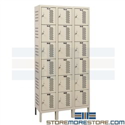 Six-High Perforated Compartment Lockers 