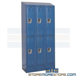 Preassembled Metal Double Tier Slope Top Lockers