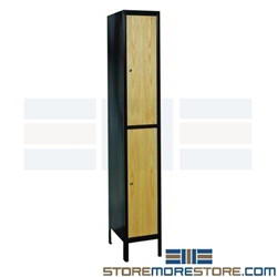 Oak Wardrobe Lockers Metal Frame Two Door 36H