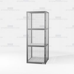 Employee Industrial Storage Cabinet Locker Vented Wire Mesh Three-Tier Cubbies