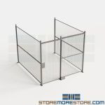 3-Wall Galvanized Warehouse Security Partitions Inplant Sliding Door