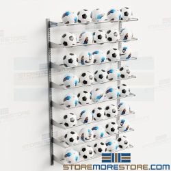 Racks Storing Soccer Balls Wall Shelves Holds 40 Balls Wall Mounted Storage Shelf