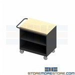 Mobile Bench Cart with Maple Top Open Shelf 36"W x 24"D Durham