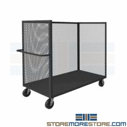 Mobile Bulk Cart with Mesh Sides Package Truck Cartons Boxes Expanded Metal