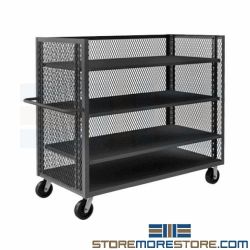 Mesh Shelf Cart Adjustable Storage Levels Boxes Cartons Packages Delivery Truck