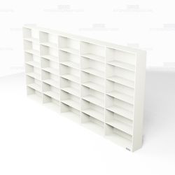 Laminate Shelving Row 15 Foot Wall Bookcases 6 Storage Levels Numerous Colors