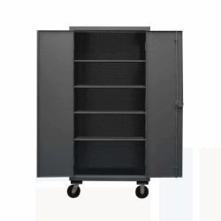 storage cabinet on wheels, rolling mobile metal shelves, welded cabinet, durham