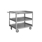Stainless Cart 3 Lipped Shelves Welded 18x36 Picking Solid Clean Room Cart