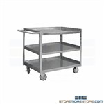 Solid Stainless Cart 3 Shelves 24 x 36 Welded Heavy-Duty Stock Picking Cart