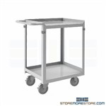 Solid Stainless Steel Cart 2 Shelves 16x30 Welded Heavy-Duty Stock Picking Cart