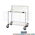 Slanted Shelf Cart Rolling Wire Storage Bin Rack Mobile Quantum M1836SL34C