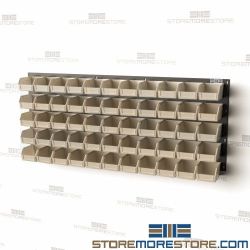 Plastic Bins on Louvered Panels Wall Mounted Hanging Storage Parts Shelf Rack