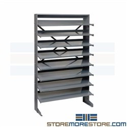 Shelf Rack Bins Slanted Shelves Sloped 12" Deep 8 Levels Quantum QPRS-000