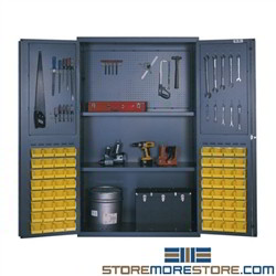 Storage Cabinet Pegboard Hanging Tools Shelves Locking Welded Quantum QSC-4805