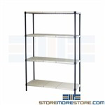 Heavy-Duty Plastic Shelves Washable Steel Framework Racks Quantum RPWR72-1848E