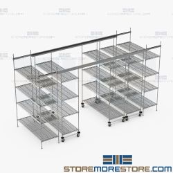 Wire Shelves Moving Aisle Top Track Surgical Instrument Racks SMS-TT-2460-15-4