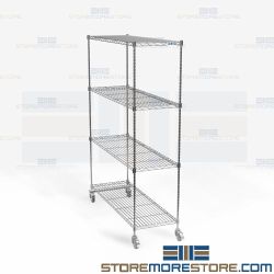 Silver Pull-Out Storage System Wire Shelving NSF Rolling Mobile Rack Carts Nexel