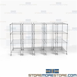 Wire Roll-out Mobile Storage Silver High Density Shelves Racks Without Aisles