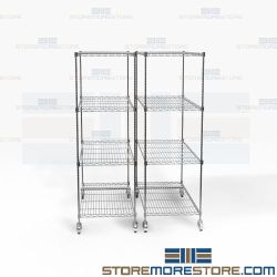 Silver Finish High Density Rack Systems Wire Shelves Storage Less Space Nexel