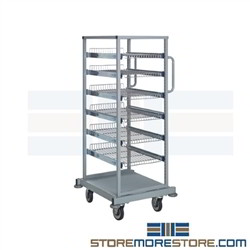 Pull-out wire shelf tray transport carts