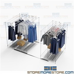 Space Saving Garment Storage Hanging Racks Shelves Retail Backroom Track Shelving