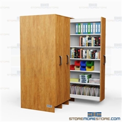 Pull-Out Music Storage Shelves High Density Draw-Out Laminated Cabinet