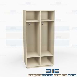 Open Face Coat Lockers | Single Student Wood Open Face Gear Racks