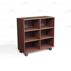 Book Shelving Wheels Maple Veneer Rolling Library Storage Bookcase Carts Racks