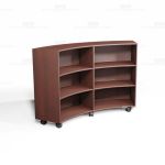 Rounded Mobile Library Shelves Oak Curved Storage Bookcases on Wheels Wood Rack