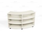 Rounded Library Shelves on Wheels Laminate Storage Bookcases Curved Bookshelves