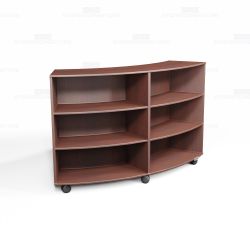 Convex Mobile Library Shelves Oak Curved Storage Bookcases on Wheels Racks Cart