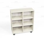 Rolling Bookcase Laminate Shelving Library Storage Adjustable Book Shelves Cart