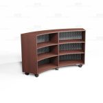 Curved Library Shelves on Wheels Oak Dished Shaped Bookcases Rolling Storage