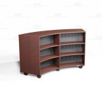 Concave Library Shelves on Wheels Oak Wood Storage Curved Circular Bookcases