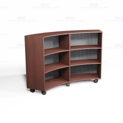 Curved Mobile Book Shelves Oak Rolling Bookcases Library Storage Carts Racks