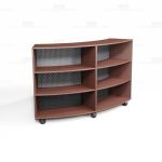 Circular Mobile Book Shelves Maple Wood Rolling Bookcases Dished Shaped Storage